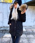 Beige Winter Parka With Natural Fur And Longer Back