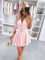 Kollane Vööga Jumpsuit