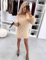 Melns Garām Piedurknēm Plūstoša Kleita