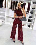 Brązowy Miękkie Spodnie Z Cekinami