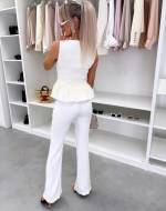 Gaiši Bēša Blūze Ar Peplum Siluetu