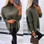 Black High-neck Poncho With Sleeves