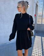 Taupė Soft Knit Dress With Thin Leather Belt