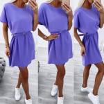 Blue Casual Belted Dress