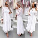 Черный Кружевное платье с поясом