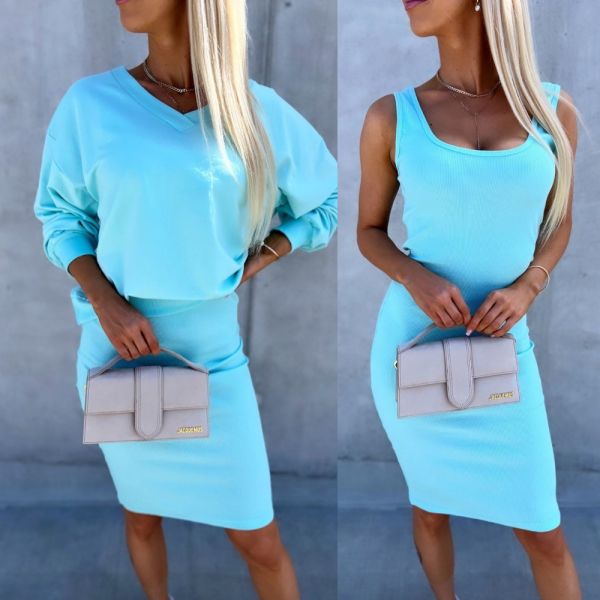 Turquoise Two-piece Casual Set