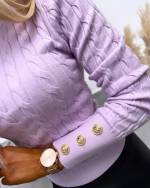 Light Beige Sweater With Golden Buttons