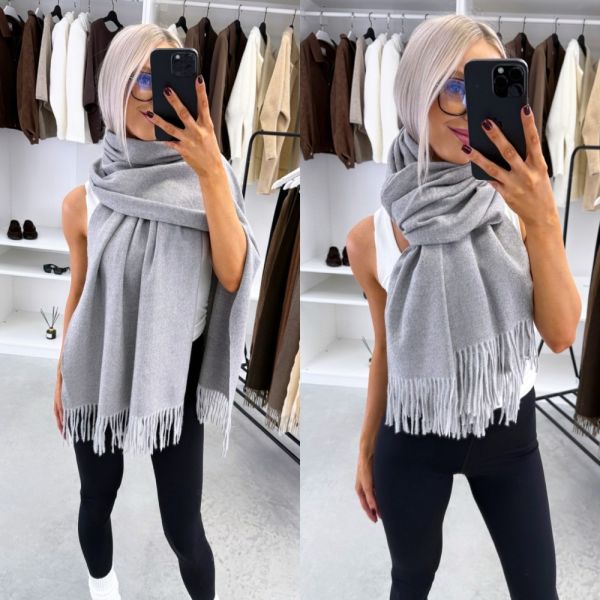 Grey Warm And Soft Scarf