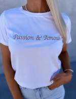 Белое T-särk 'Passion & Amour'