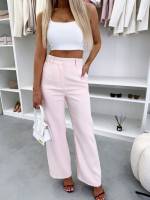 Sarkans Taisna Piegriezuma Bikses Ar ērtu Jostasvietu