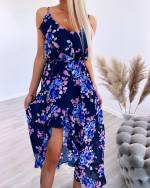 Helesinine Kolmveerand Pikkusega Lilleline Kleit