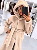 Коричневый Роскошное зимнее пальто с капюшоном