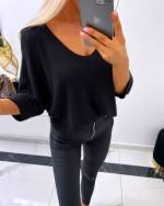 Black Light And Comfortable Loose Sweater