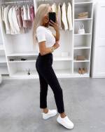 Черный Мягкие джинсы Mom Fit