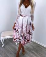 Balts Vidēja Garuma Svārki Ar Ziedu Rakstu