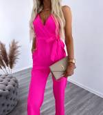 Светло-розовый Длинный комбинезон с карманами 