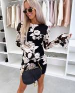 Fuksia Mustriga Bodycon Kleit