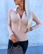 Pink Golden Snap Button Sweater