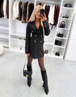 Коричневый Платье-пиджак с поясом