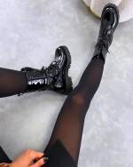 Black Comfortable Lace-up Boots