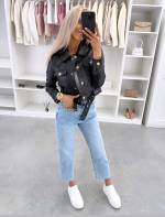 Бежевый Приталенный жакет на кнопках