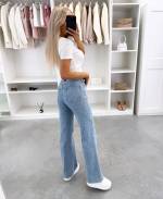 Синий Прямые эластичные джинсы