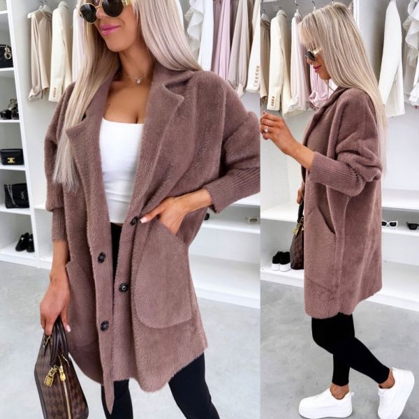 Mocha Soft And Cozy Alpaca Jacket