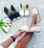 White Casual Shoes With Rivets