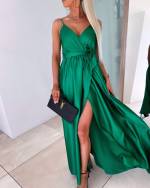 Turquoise Silky Maxi Dress