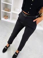 Melns Brīva Piegriezuma Bikses Ar Jostu