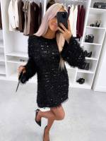 Jasny Beż Miękka, Lejąca Sukienka Z Cekinami