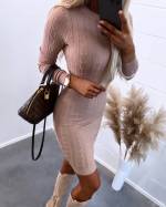 Beige Soft And Stretchy Sweater Dress