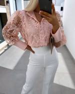 White Lace Blouse With Buttons