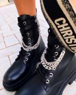 Melns Ikdienas Zābaki Ar Sudraba ķēdi