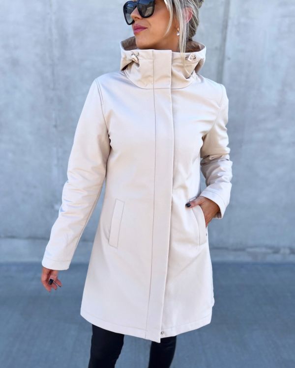 Beige Longer Softshell Spring/autumn Waterproof Parka