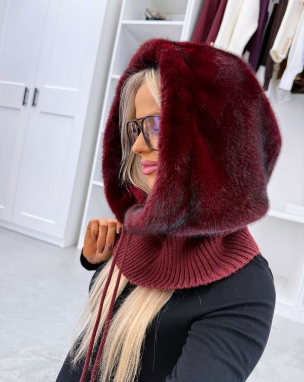 Ciemnoczerwony Czapka Z Kominem