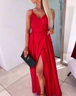 Red Silky Maxi Dress