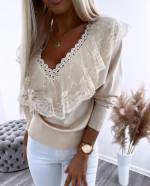 Pink Soft Sweater With Lace