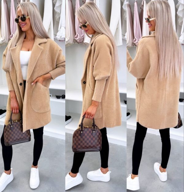 Camel Soft And Cozy Alpaca Jacket