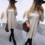 Camel High-collar Sweater Dress