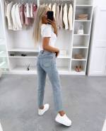 Синий Эластичные джинсы Mom Fit