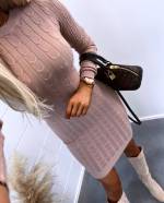 Beige Soft And Stretchy Sweater Dress