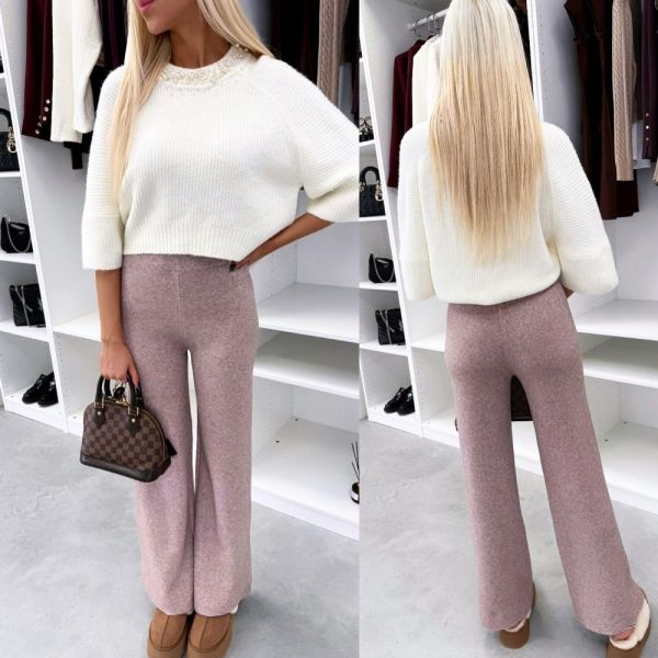 Taupe Pehmed Ja Venivad Sirgelõikelised Püksid