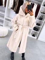 Коричневый Роскошное зимнее пальто с капюшоном