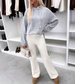 Светло-бежевый Мягкий свитер в стиле худи