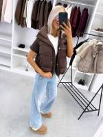 Brūns Brīva Piegriezuma Veste Ar Rāvējslēdzēju