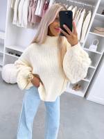 Roosa Kõrge Kaelusega Oversized Kudum