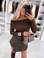 Jasny Beż Top Z Elastycznej Koronki Jasny Beż Top Z Elastycznej Koronki