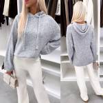 Светло-бежевый Мягкий свитер в стиле худи