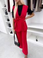 Жёлтый Жилет-пиджак с завязкой спереди